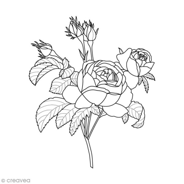 Tampon Bois Artemio - Roses - 5 x 6 cm - Photo n°1