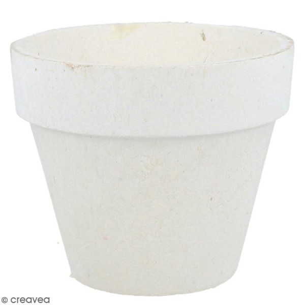 Pot papier mâché blanc avec mousse polystyrène - 8 x 9,5 cm - Photo n°1
