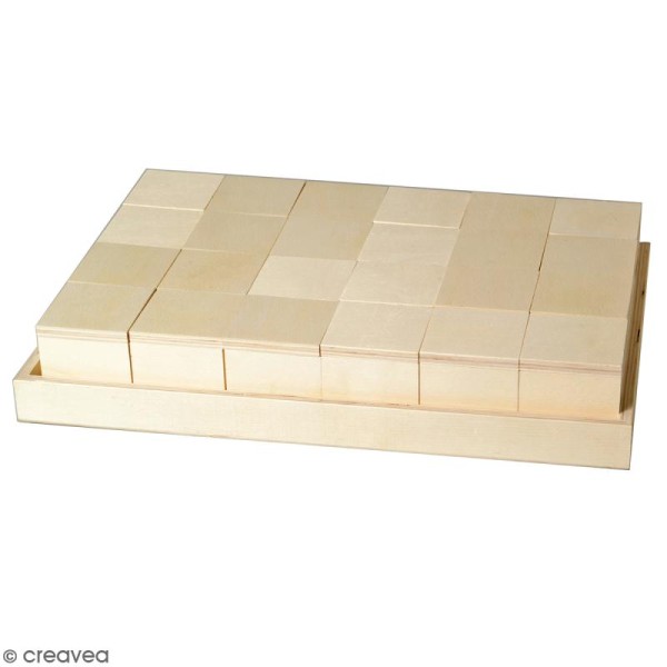 Set plateau et 24 boîtes en bois à décorer - 31 x 21 cm - Photo n°1