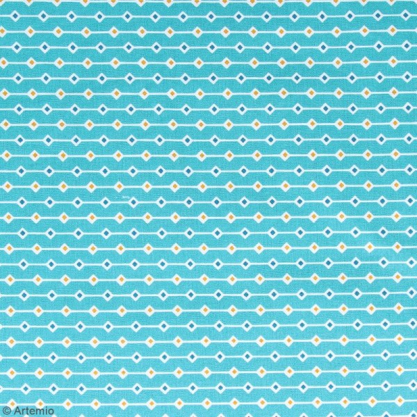 Coupon de tissu coton Crafty cotton - Losanges - Fond Bleu pétrole - 45 x 55 cm - Photo n°2