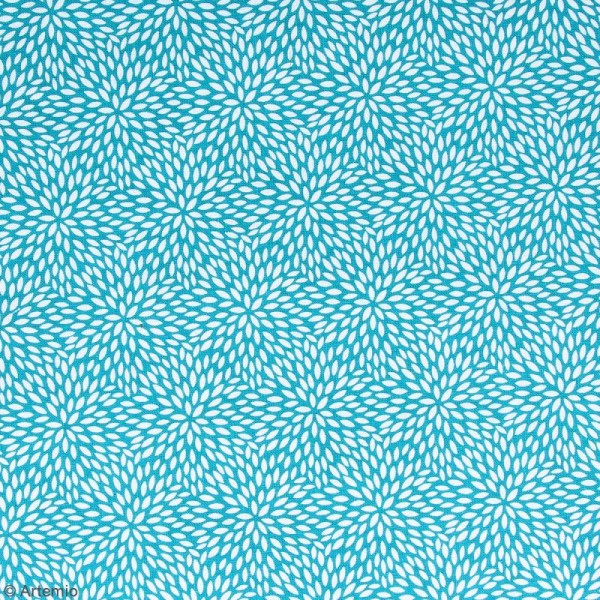Coupon de tissu Toile cirée Crafty cotton - Pétales blanches - Fond Bleu pétrole - 45 x 55 cm - Photo n°2