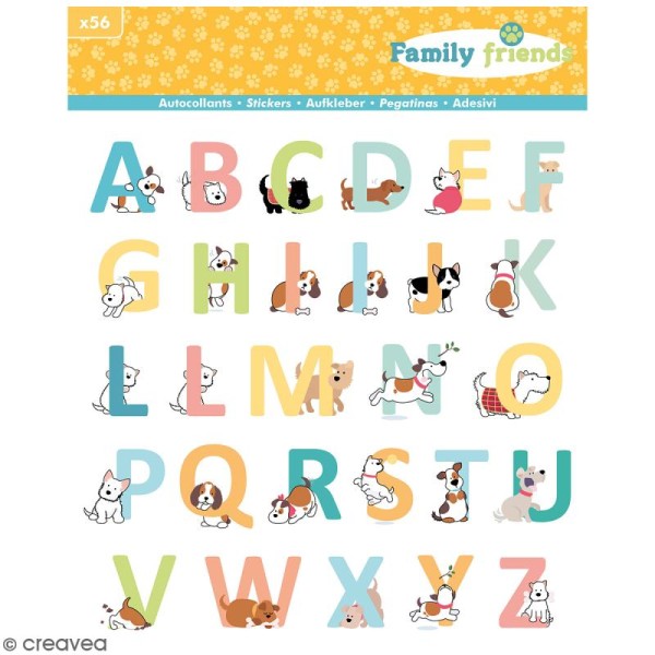 Stickers Alphabet Family friends Artemio - Chiens - 56 pcs - Photo n°1