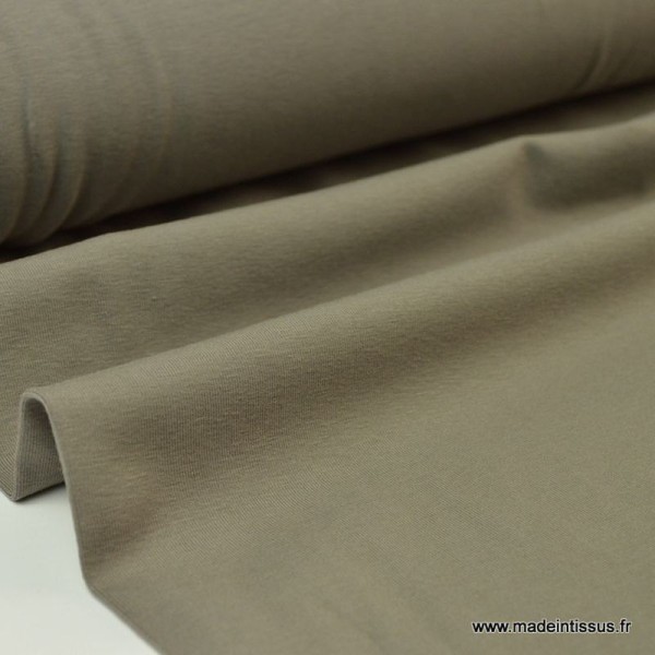 Tissu JERSEY coton élasthanne taupe x1m - Photo n°1