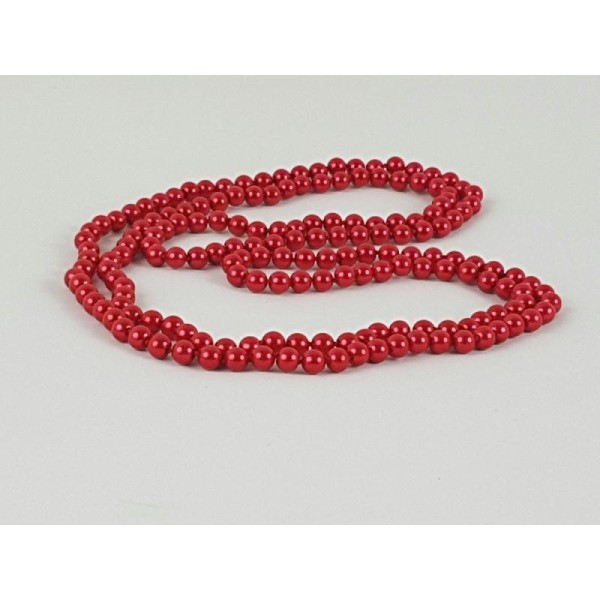 1 Collier sautoir en perles de verrre peintes en rouge nacré - Photo n°1
