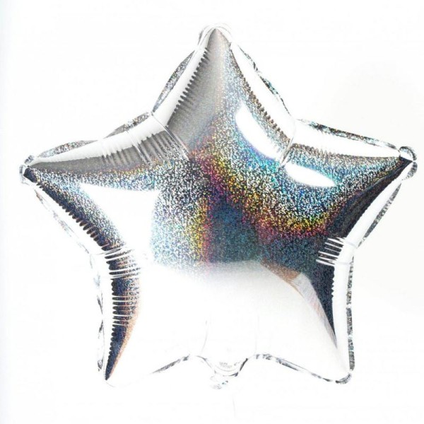 Ballon étoile argent holographique grand modèle anagram Mylar - Photo n°1