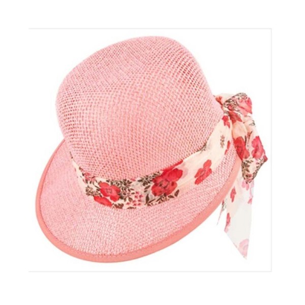 Chapeau d'été femme casquette visière paille rose - Photo n°1