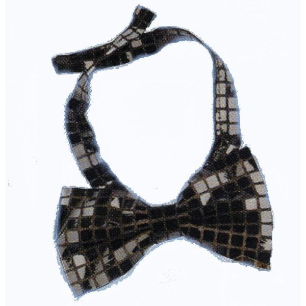 Noeud papillon à paillettes carrées noires avec un ruban assorti - Photo n°1