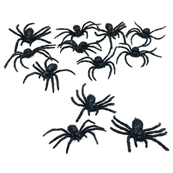12 Araignées dodues en latex noir - Photo n°1