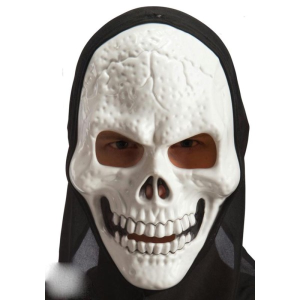 Masque de crâne, tête de mort avec cagoule noire - Photo n°1