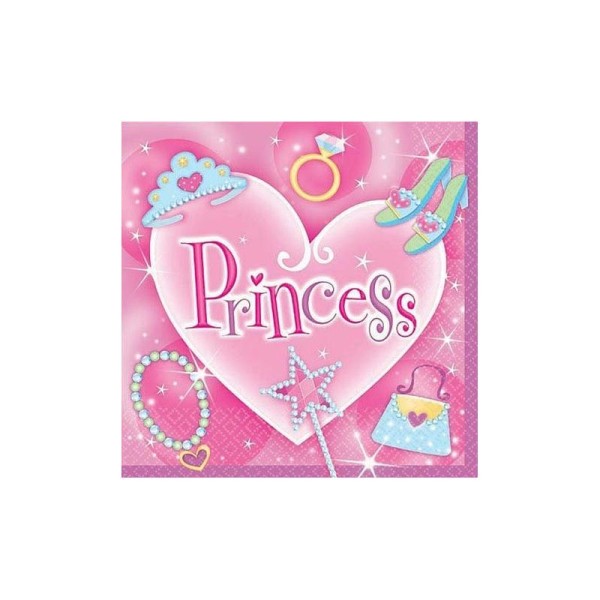 16 Grandes serviettes princesse rose 32.7 cm x 32.7 cm - Photo n°1