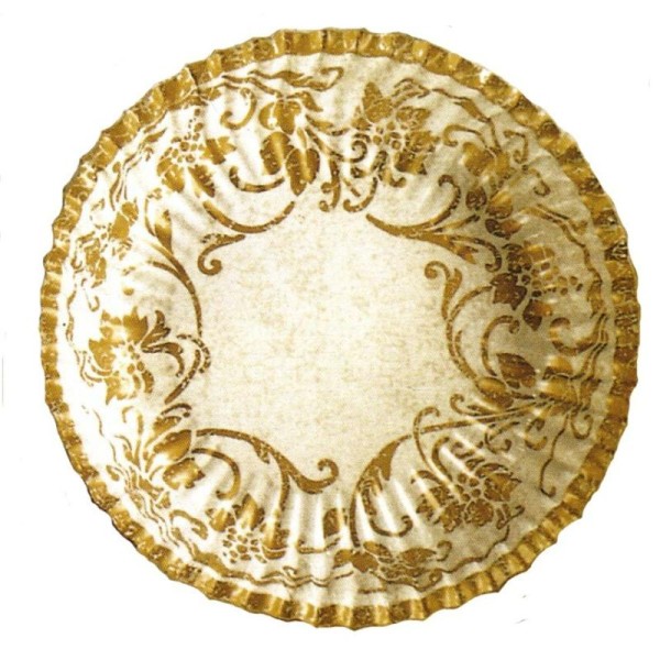 10 Assiettes plates écrues décors motifs floraux or Ø 23 cm - Photo n°1