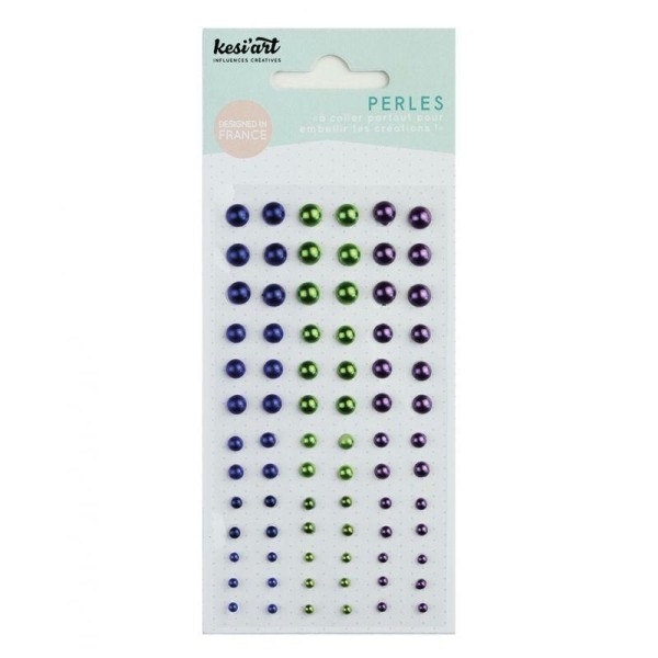 Perles adhésives nacrées - Bleu Vert Violet - Kesi'Art - Photo n°1
