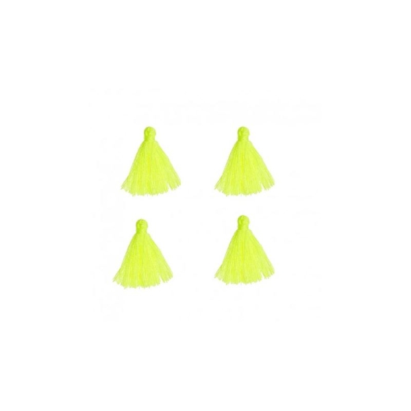 4 Pompons glands 26mm jaune fluo sans anneau - Photo n°1