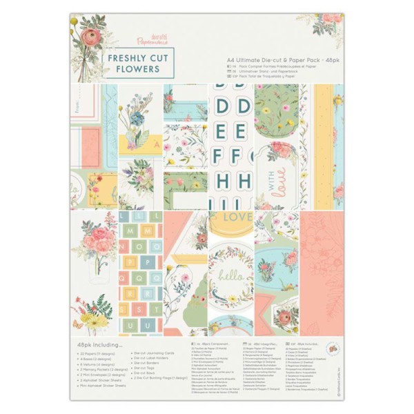 Kit complet scrapbooking Papermania - Collection capsule Freshly cut flowers - 48 pcs - Photo n°1
