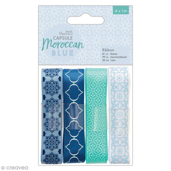 Ruban scrapbooking Papermania - Collection capsule Moroccan Blue - 4 x 1 m - Photo n°1
