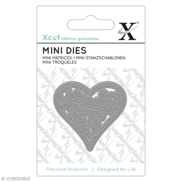 Mini matrice de coupe Xcut - Coeur Blessed by your love - 4,7 x 4,7 cm - Photo n°1