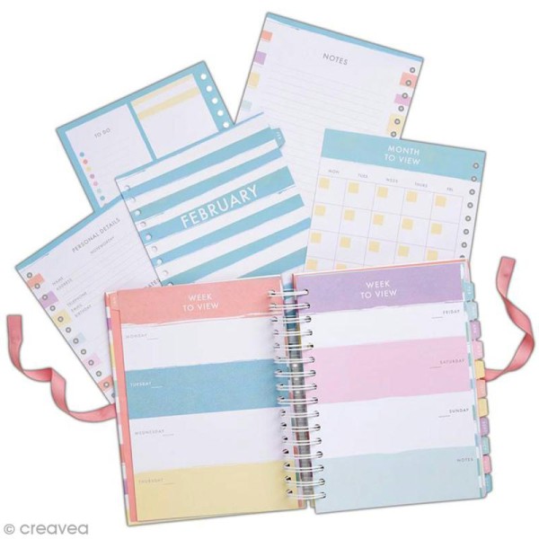 Planner spirale - Docrafts Noteworthy - Collection Pastel hues - 16,5 x 22,5 cm - Photo n°1