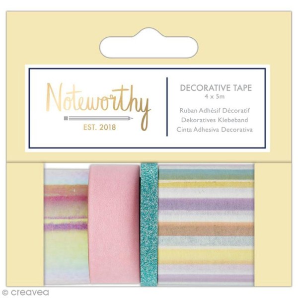 Assortiment Craft Tape - Docrafts Noteworthy - Collection Pastel hues - 4 pcs x 5 m - Photo n°1