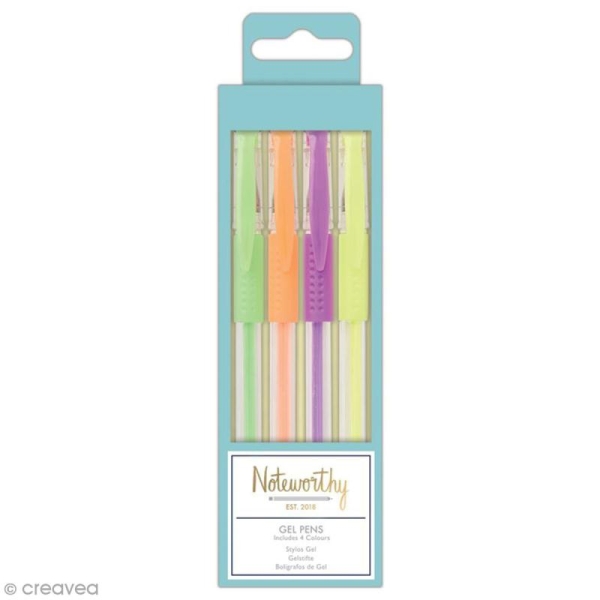Stylo gel fluo - Docrafts Noteworthy - Collection Pastel hues - 4 pcs - Photo n°1