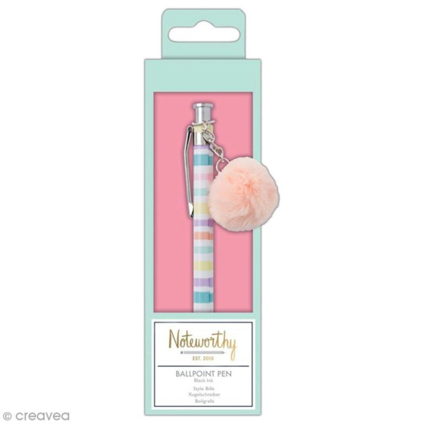 Stylo bille fantaisie à pompon - Docrafts Noteworthy - Collection Pastel hues - 1 pce - Photo n°1