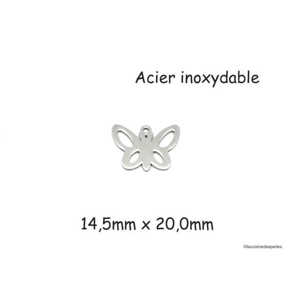 2 Breloques Argenté Papillon En Métal Acier Inoxydable - Photo n°1