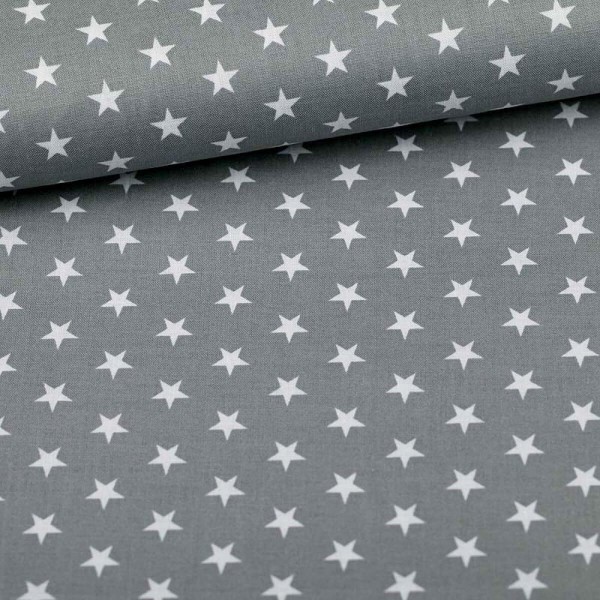 Tissu étoile - Blanche & gris - Oeko-Tex® - Photo n°1