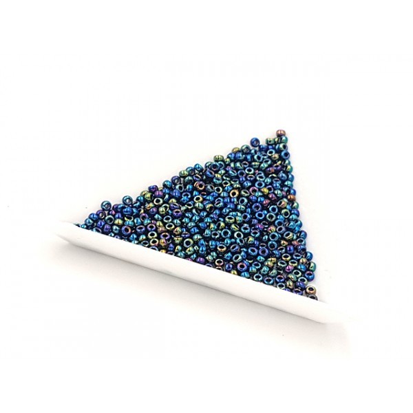 5 Grammes De Perles Miyuki Rocailles 11/0 Metallic Variegated Blue Iris 0455 - Photo n°1