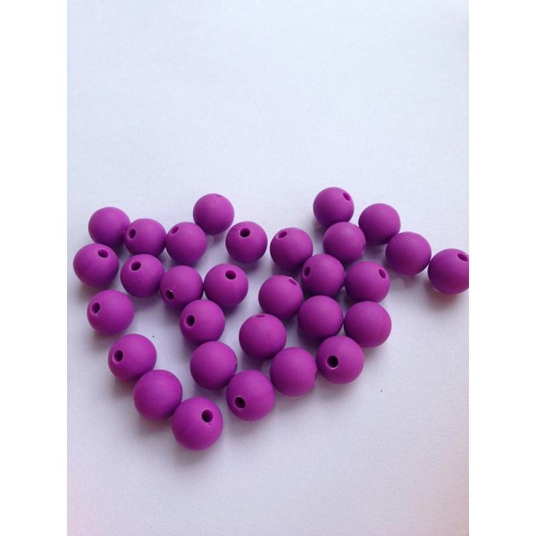 10 Perle 10mm Silicone Couleur Violet Creation Bijoux, Bracelet, attache tetine - Photo n°1