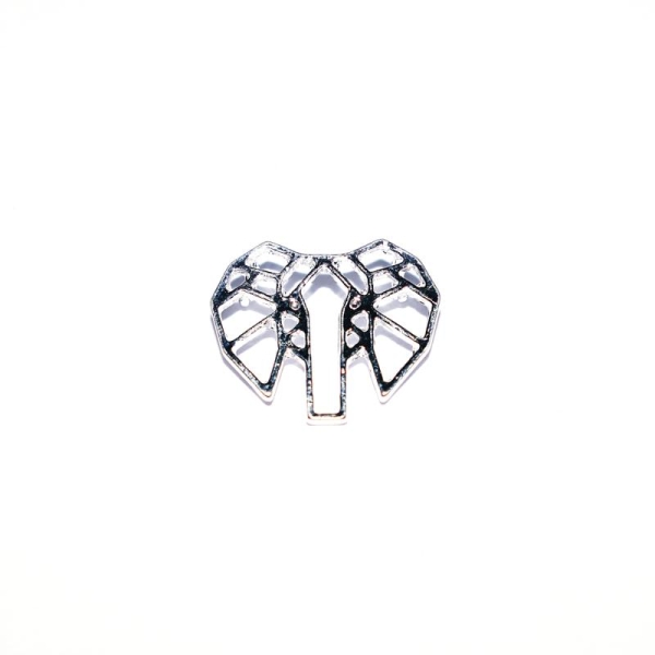 Tête d’éléphant origami argenté 16x13 mm - Photo n°1