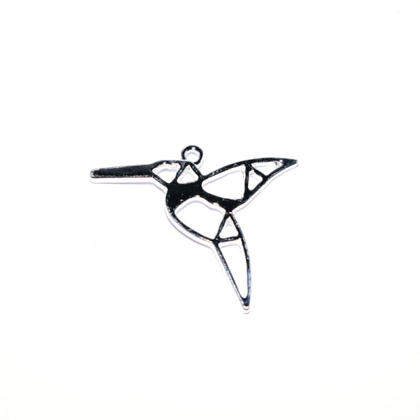 Colibri origami argenté 31x27 mm - Photo n°1
