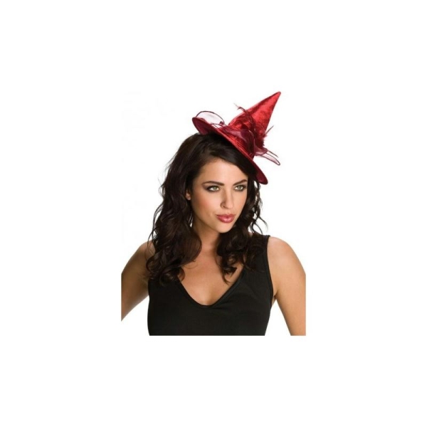 Mini chapeau sorcière rouge femme - Photo n°1