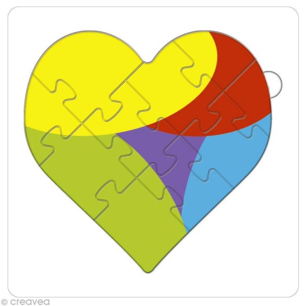 Puzzle à décorer coeur 10 pièces 20 x 20 cm - Photo n°3