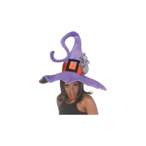 Chapeau sorcière violet femme Halloween - Photo n°1