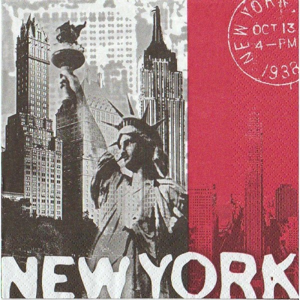 Lot de 20 Serviettes en papier motif New York et Statue de la Liberté, 33 x 33 cm - Photo n°1