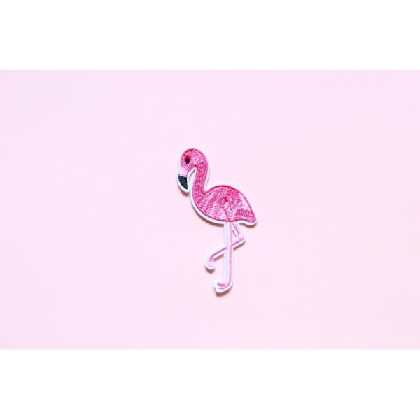 Écusson, Patch brodé, Flamant rose, Flamingo, Patch vêtement - Photo n°1