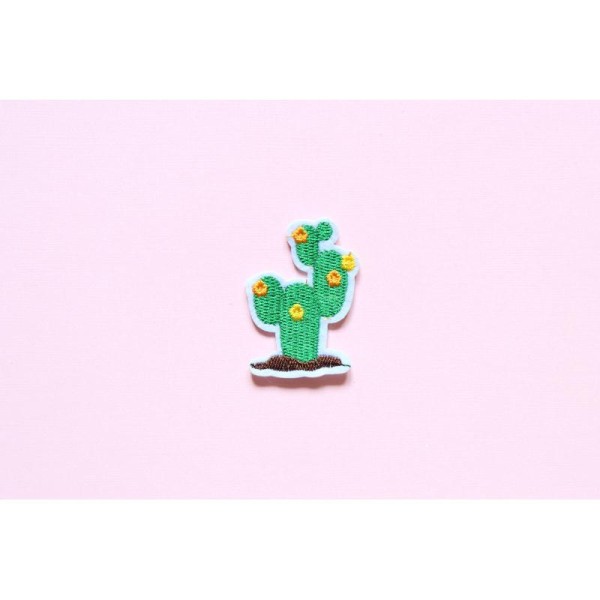Patch cactus fleuri, Applique, Patch vêtement - Photo n°1