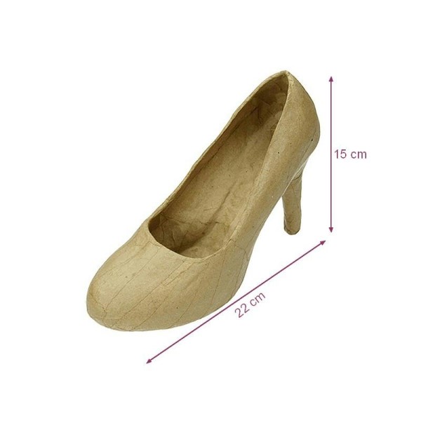 Chaussure à talon en papier mâché, 22 x 15 x 8 cm, escarpin à décorer et customiser - Photo n°1