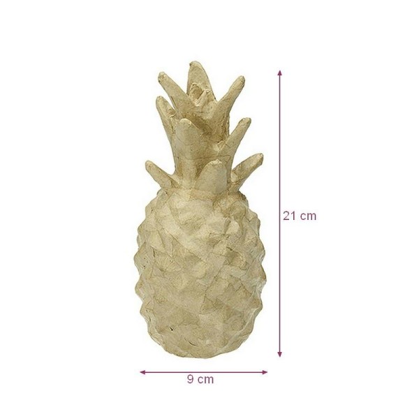 Ananas en papier mâché, 9 x 21 cm, figurine fruit à customiser pour une déco festive et moderne - Photo n°1