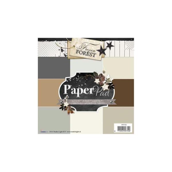 Papier Scrapbooking uni marron gris beige- Frozen Forest - Paper Pad - Photo n°1