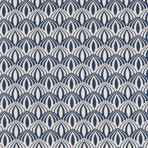 Tissu coton spring graphic - Bleu pétrole - Oeko-Tex® - Photo n°1