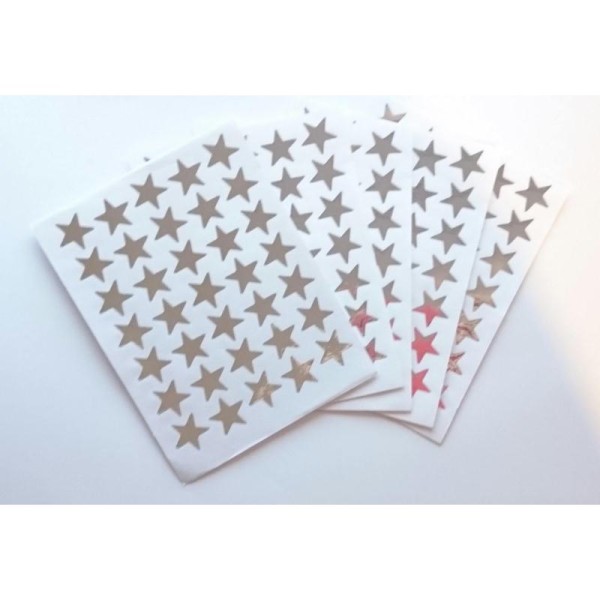 Pack de 10 feuilles de stickers étoiles argentées - scrapbooking, carterie - Photo n°2