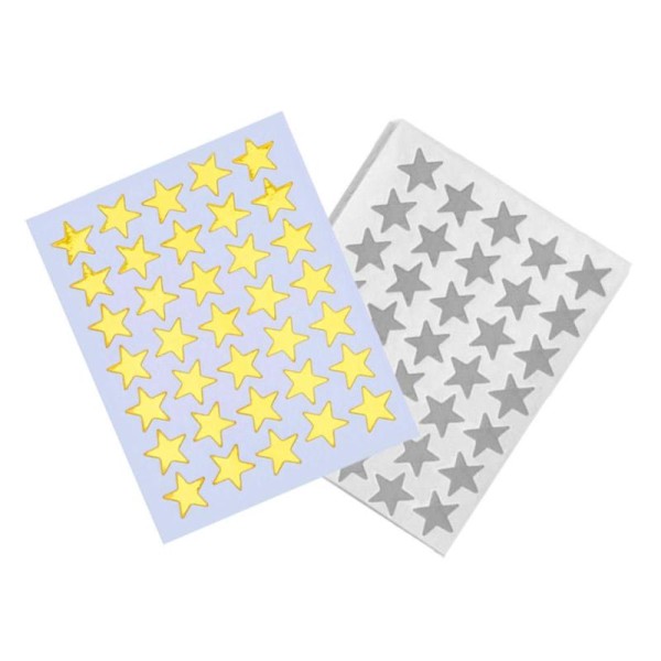 Pack de 10 feuilles de stickers étoiles argentées - scrapbooking, carterie - Photo n°1