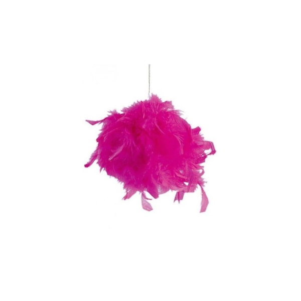 Boule de plumes décorative 10 cm - coloris au choix COULEUR:Fuchsia - Photo n°1