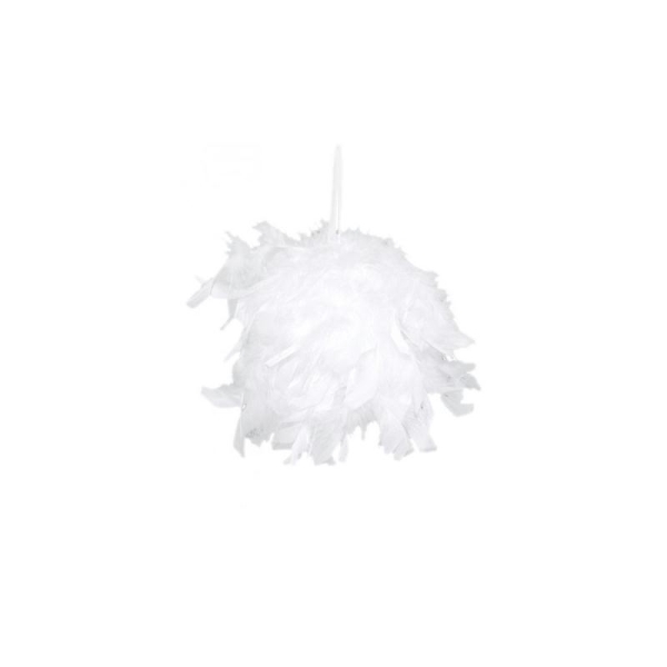Boule de plumes décorative 10 cm - coloris au choix COULEUR:Blanc - Photo n°1