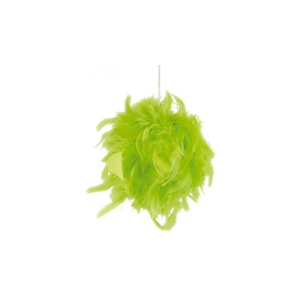 Boule de plumes décorative 10 cm - coloris au choix COULEUR:Vert Anis - Photo n°1