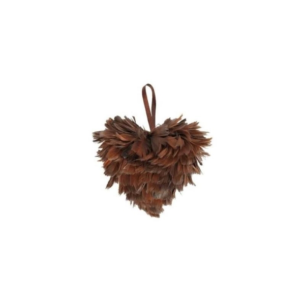 Coeur de plumes déco 12 cm - coloris au choix COULEUR:Chocolat - Photo n°1