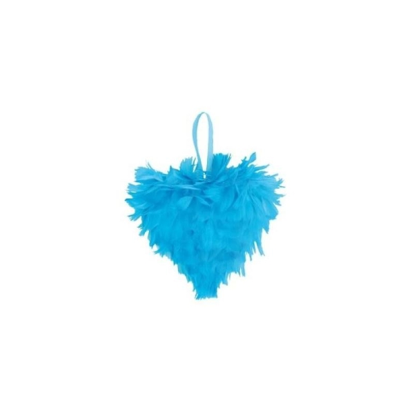Coeur de plumes déco 12 cm - coloris au choix COULEUR:Turquoise - Photo n°1