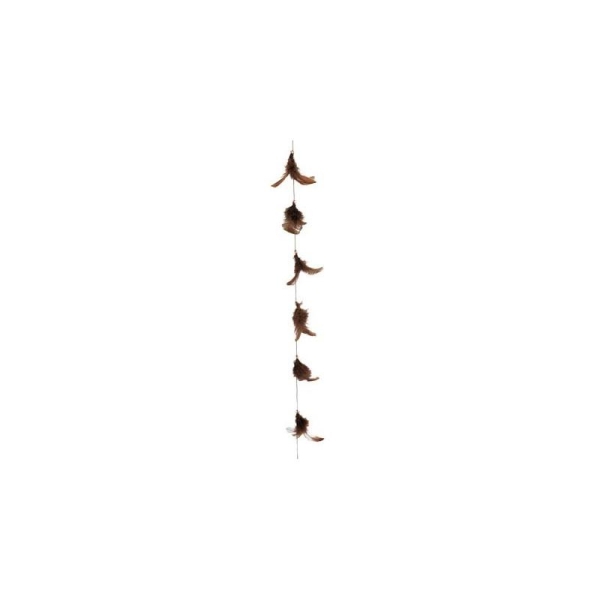 Guirlande de Plumes avec Perles 1 Mètre en 8 couleurs COULEUR:Chocolat - Photo n°1