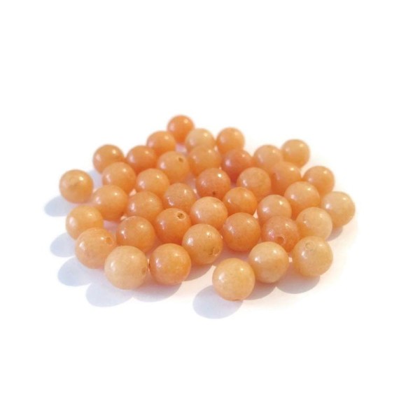 10 Perles Jade Naturelle Orange 6Mm - Photo n°1