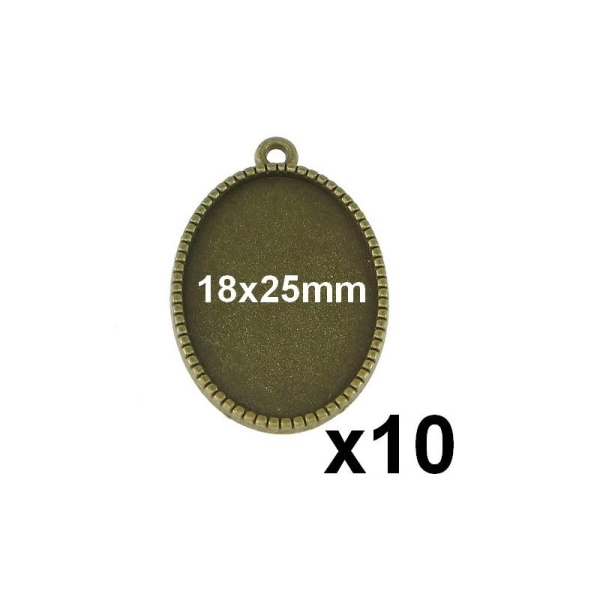 10 Supports Cabochon Pendentif Medaille Bronze Pour 18x25mm - Photo n°1